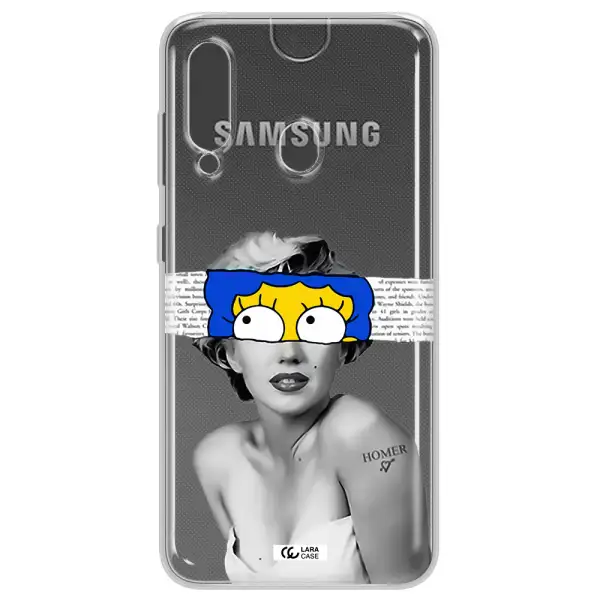 a woman with a cartoon on her head Samsung A60 Clear TPU Case