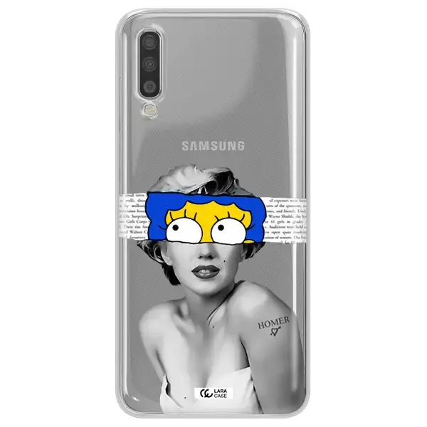 A Woman With A Cartoon On Her Head Samsung A70S Clear Tpu Case