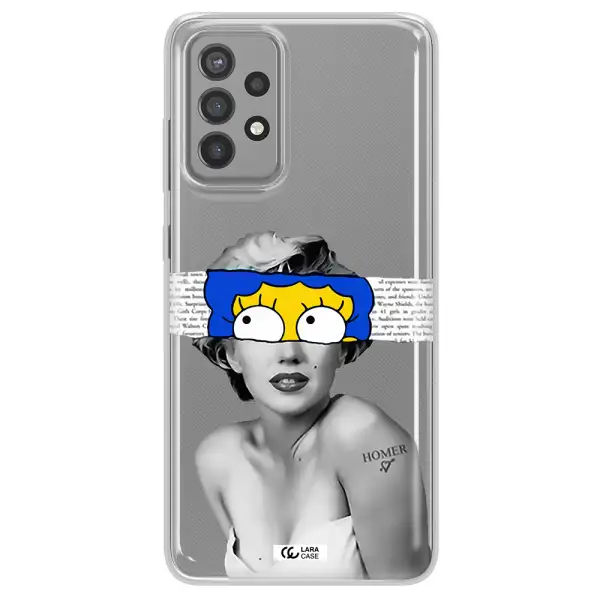 a woman with a cartoon on her head Samsung A72 Clear TPU Case