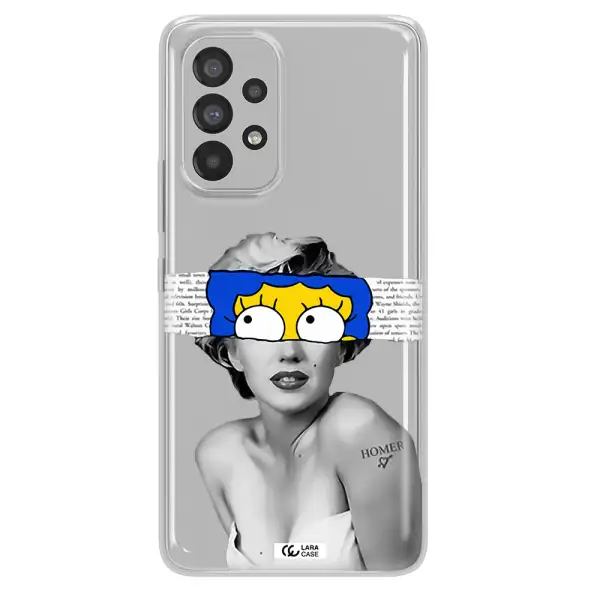 a woman with a cartoon on her head Samsung A73 Clear TPU Case