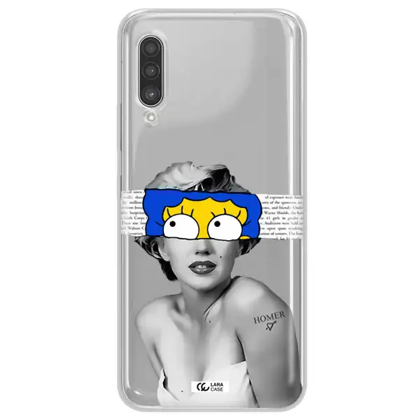 a woman with a cartoon on her head Samsung A90 Clear TPU Case