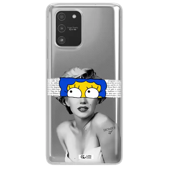 a woman with a cartoon on her head Samsung A91 Clear TPU Case
