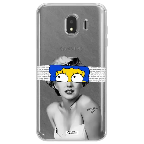 a woman with a cartoon on her head Samsung J4 Clear TPU Case