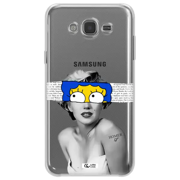 a woman with a cartoon on her head Samsung J7 Clear TPU Case