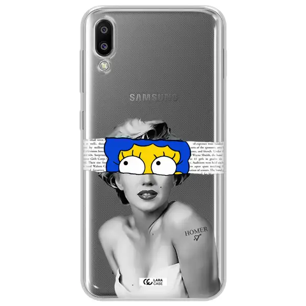 a woman with a cartoon on her head Samsung M10 Clear TPU Case