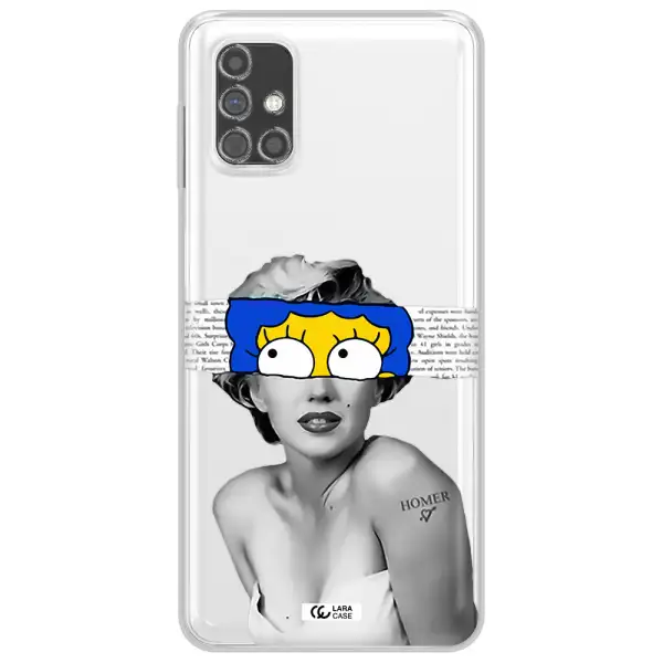 a woman with a cartoon on her head Samsung M31S Clear TPU Case