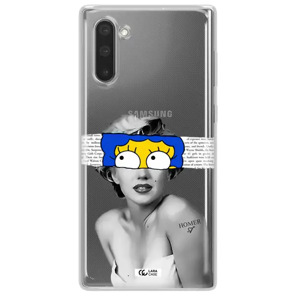 a woman with a cartoon on her head Samsung Note 10 Clear TPU Case