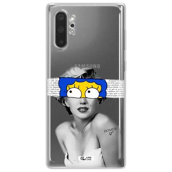 a woman with a cartoon on her head Samsung Note 10 Plus Clear TPU Case