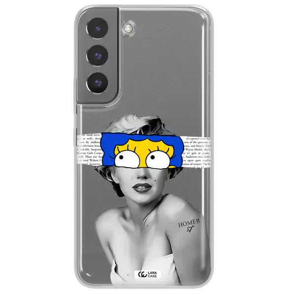 a woman with a cartoon on her head Samsung S 22 Plus Clear TPU Case