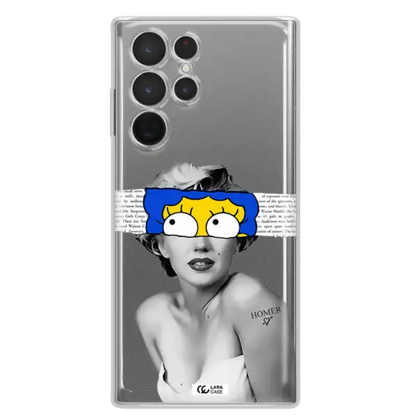 a woman with a cartoon on her head Samsung S 22 Ultra Clear TPU Case