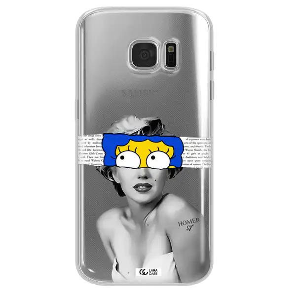 a woman with a cartoon on her head Samsung S 7 Clear TPU Case