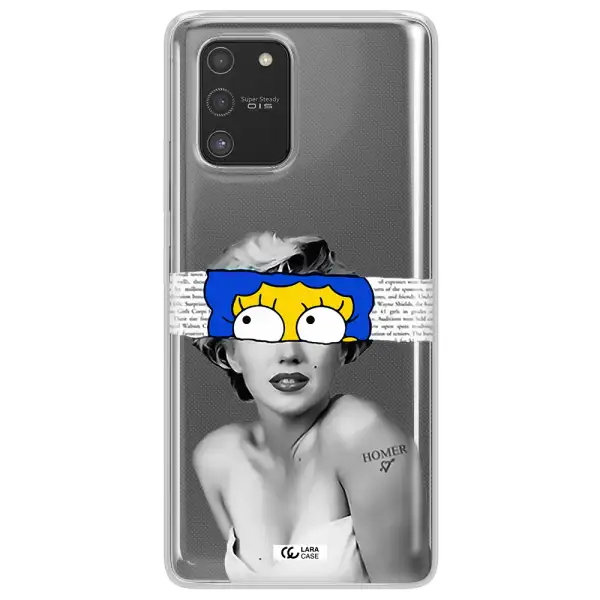 a woman with a cartoon on her head Samsung S10 Lite Clear TPU Case