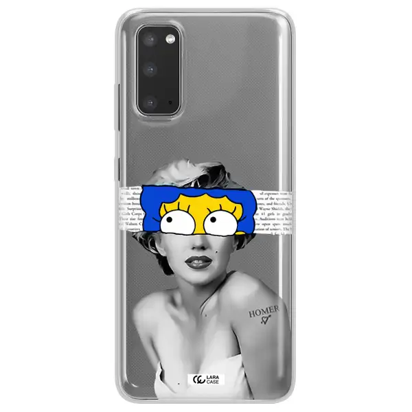 a woman with a cartoon on her head Samsung S20 Clear TPU Case