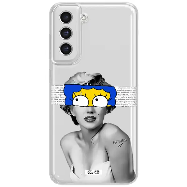 A Woman With A Cartoon On Her Head Samsung S21 Fe Clear Tpu Case