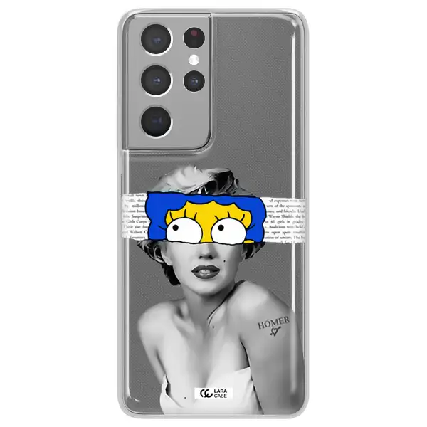 a woman with a cartoon on her head Samsung S21 Ultra Clear TPU Case