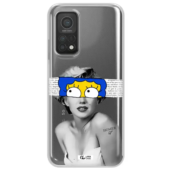 a woman with a cartoon on her head Xiaomi Mi 10T Clear TPU Case