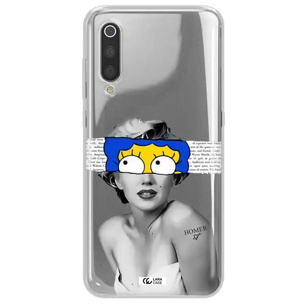a woman with a cartoon on her head Xiaomi Mi 9 Clear TPU Case