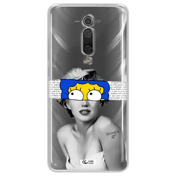 a woman with a cartoon on her head Xiaomi Mi 9T Clear TPU Case