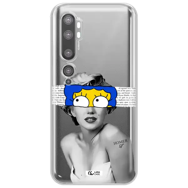 a woman with a cartoon on her head Xiaomi Mi Note 10 Clear TPU Case