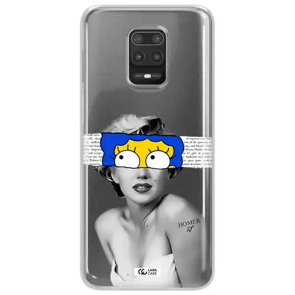 a woman with a cartoon on her head Xiaomi Note 9S Clear TPU Case
