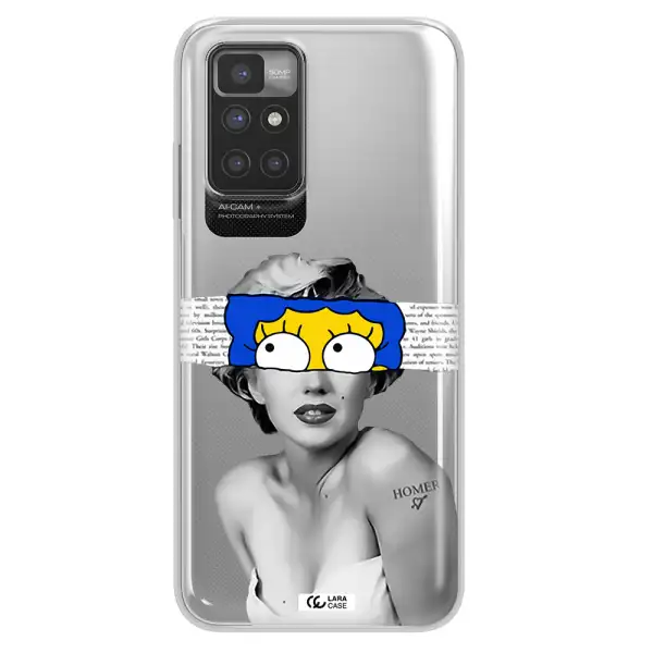 a woman with a cartoon on her head Xiaomi Redmi 10 Clear TPU Case
