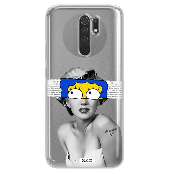 a woman with a cartoon on her head Xiaomi Redmi 9 Clear TPU Case