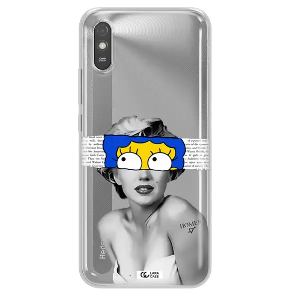 a woman with a cartoon on her head Xiaomi Redmi 9A Clear TPU Case