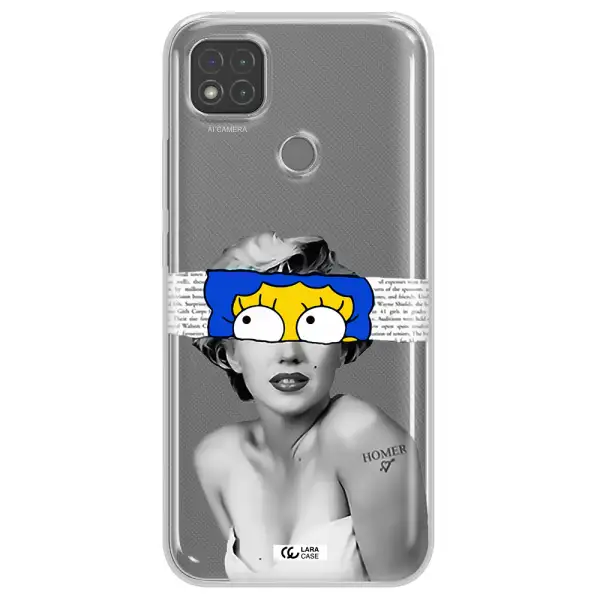 a woman with a cartoon on her head Xiaomi Redmi 9C Clear TPU Case
