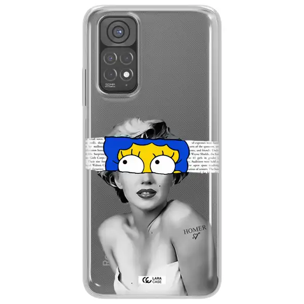 a woman with a cartoon on her head Xiaomi Redmi Note 11 Clear TPU Case