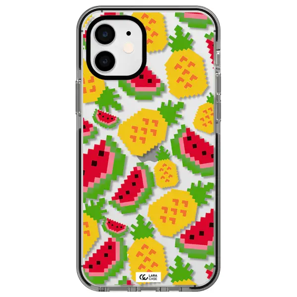 a pattern of watermelon and pineapples Apple iPhone 11 impact black border Case