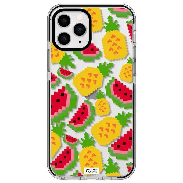a pattern of watermelon and pineapples Apple iPhone 11 pro max impact black border Case