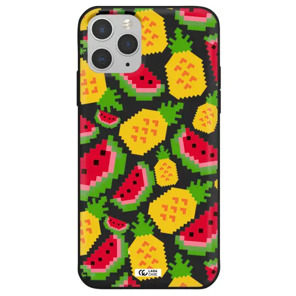 a pattern of watermelon and pineapples Apple iPhone 11 pro Silicone black Case