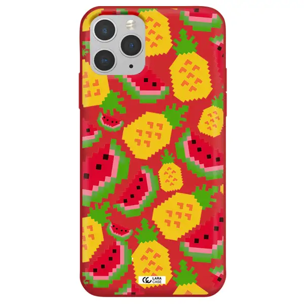 a pattern of watermelon and pineapples Apple iPhone 11 pro Silicone Imperial Red Case
