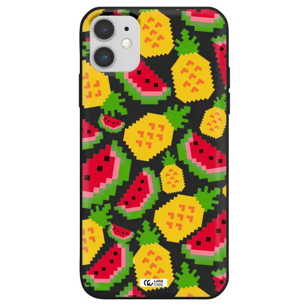 a pattern of watermelon and pineapples Apple iPhone 11 Silicone black Case