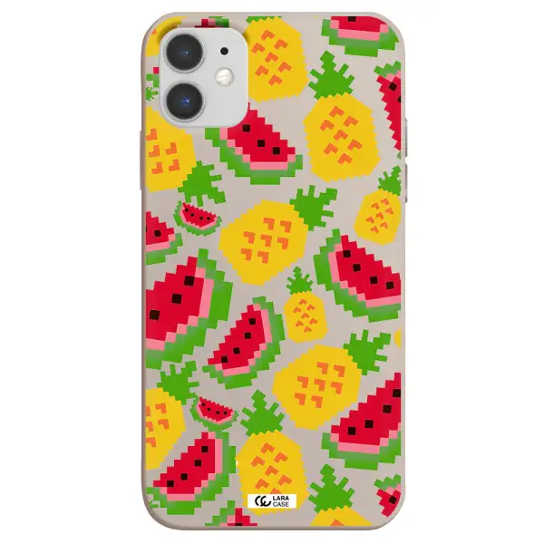 a pattern of watermelon and pineapples Apple iPhone 11 Silicone Stone Case