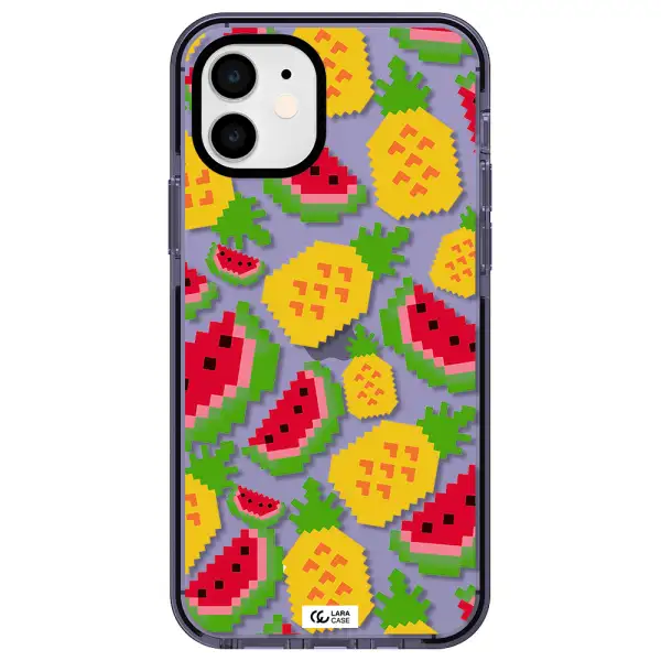 a pattern of watermelon and pineapples Apple iPhone 12 impact Lilac Case