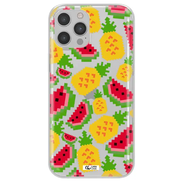 a pattern of watermelon and pineapples Apple iPhone 12 pro Clear TPU Case