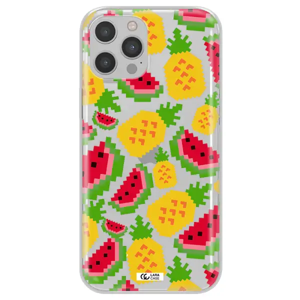 a pattern of watermelon and pineapples Apple iPhone 12 pro max Clear TPU Case