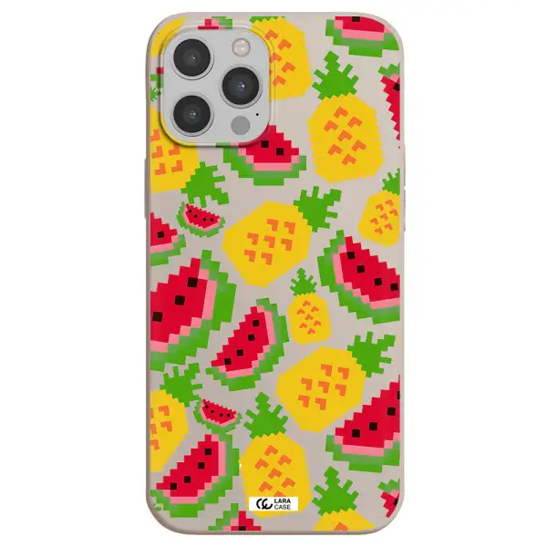a pattern of watermelon and pineapples Apple iPhone 12 pro max Silicone Stone Case