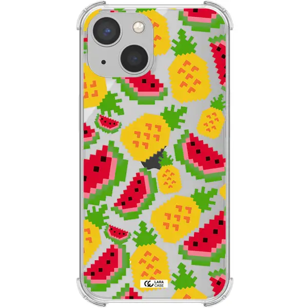 a pattern of watermelon and pineapples Apple iPhone 13 Clear PC Case