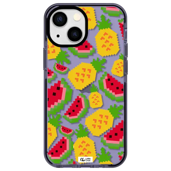 a pattern of watermelon and pineapples Apple iPhone 13 mini impact Lilac Case
