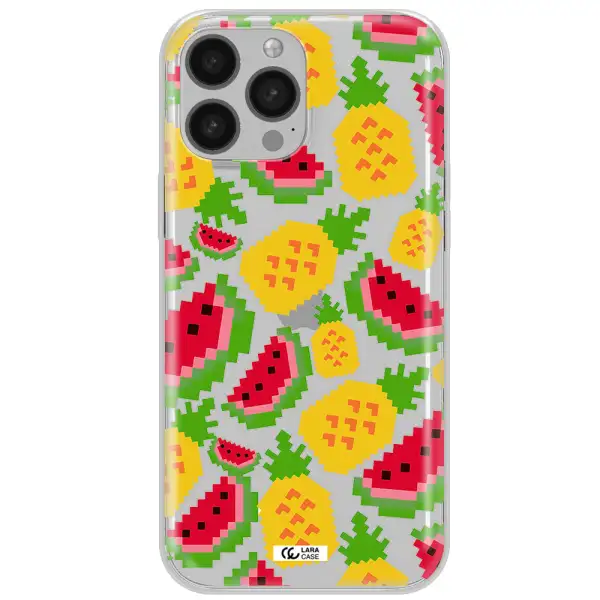 a pattern of watermelon and pineapples Apple iPhone 13 Pro Clear TPU Case