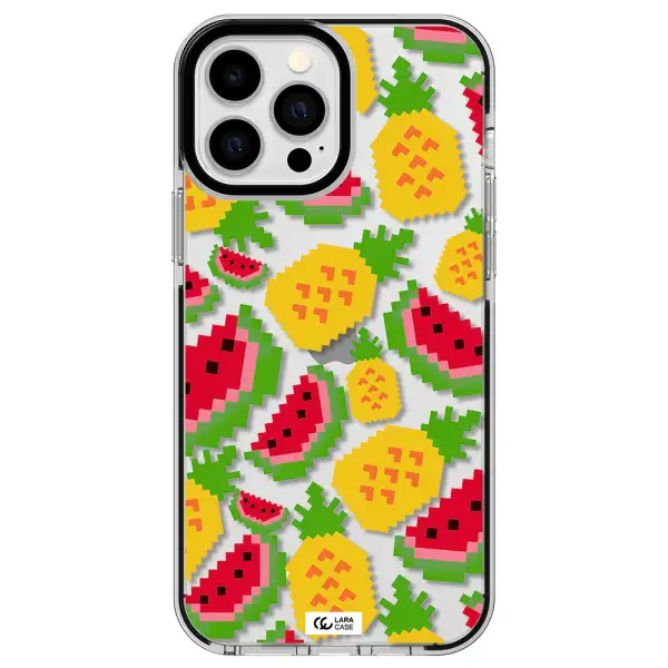 a pattern of watermelon and pineapples Apple iPhone 13 Pro Max impact black border Case