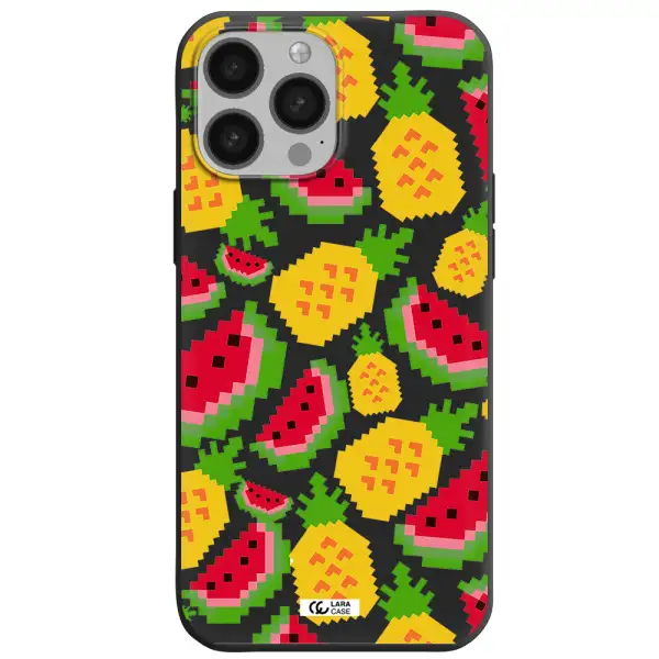a pattern of watermelon and pineapples Apple iPhone 13 Pro Silicone black Case