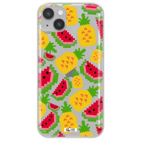 a pattern of watermelon and pineapples Apple iPhone 14 Clear TPU Case
