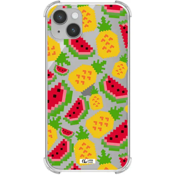 a pattern of watermelon and pineapples Apple iPhone 14 plus Clear PC Case