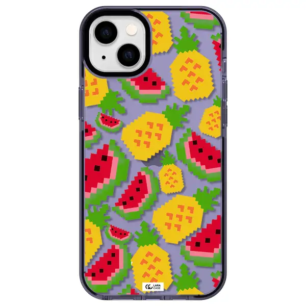 a pattern of watermelon and pineapples Apple iPhone 14 plus impact Lilac Case