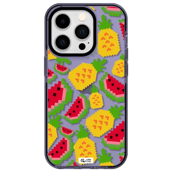 a pattern of watermelon and pineapples Apple iPhone 14 pro impact Lilac Case