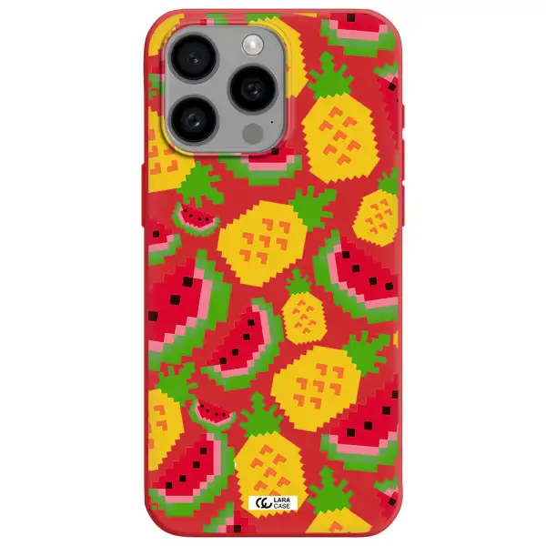A Pattern Of Watermelon And Pineapples Apple Iphone 15 Pro Max Silicone Imperial Red Case