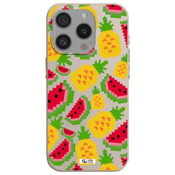 A Pattern Of Watermelon And Pineapples Apple Iphone 15 Pro Silicone Stone Case